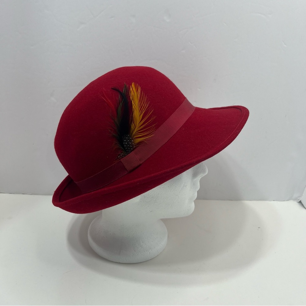 GEO. W. BOLLMAN & Co vintage doeskin felt wool hat with feather church wedding